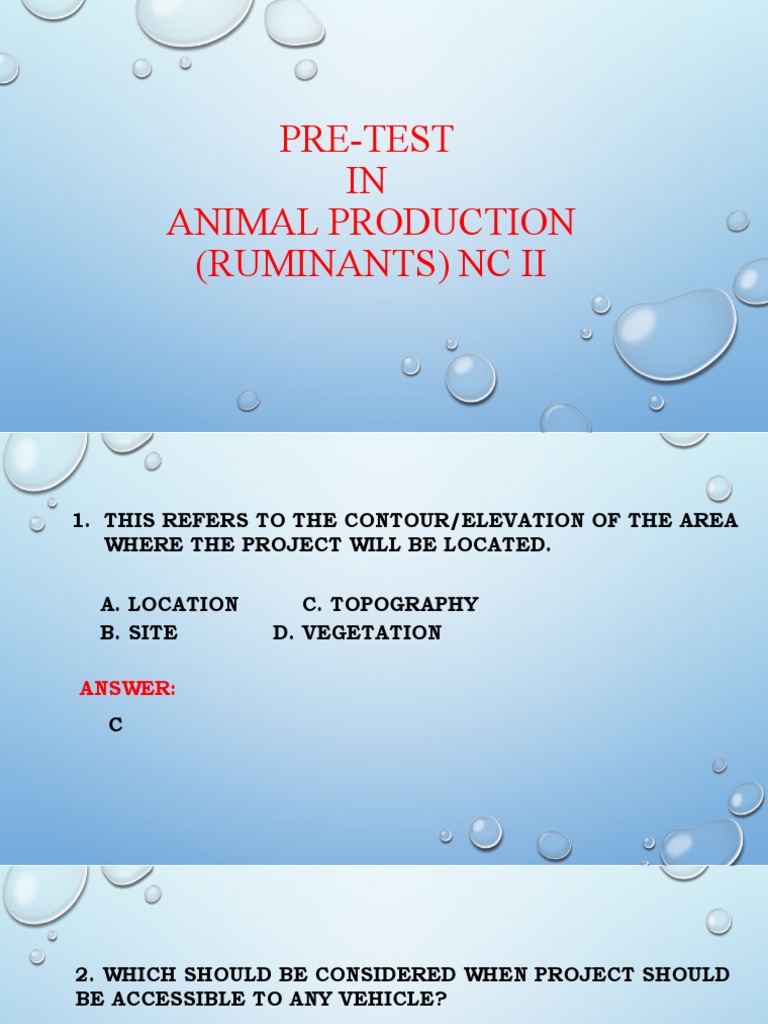 Ruminant Production NC II Pre-Test | PDF | Goat | Sheep