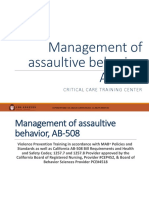 Manejo del Comportamiento Agresivo en el area de salud-Management of Assaultive Behaivor
