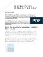 Maths Notes For Quick Revision Class 12, 11, 10, 9, 8, 7, 6, 5, 4, 3, 2 and 1