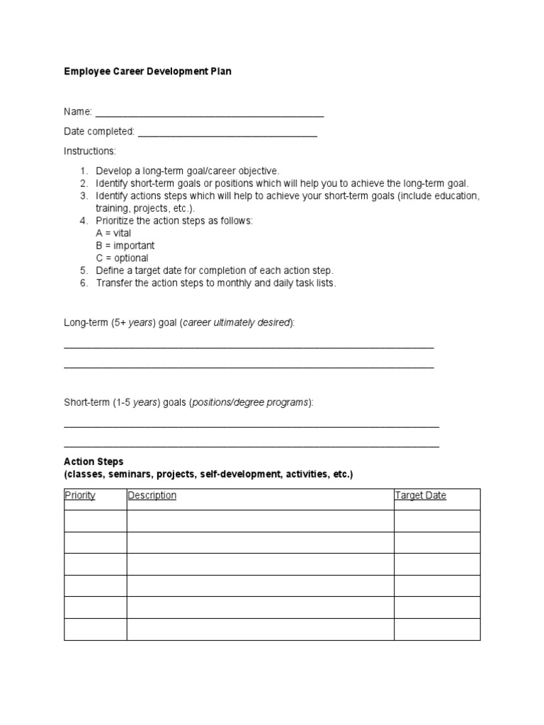 EMPLOYEE CAREER DEVELOPMENT PLAN EXAMPLES PDF intelligence overview