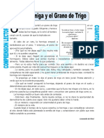 La Hormiga y El Grano de Trigo para Cuarto de Primaria