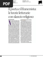 Il Poeta e Il Francesista: Teorie Letterarie A Sfondo Religioso - Il Manifesto Del 26 Marzo 2023