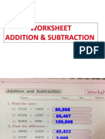 Addition & Subtraction Worksheet #Answerkey