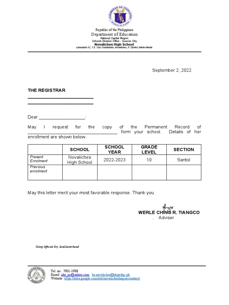 Request sf10 pdf