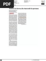 Tumori, la ricerca che riaccende la speranza - Il Corriere Adriatico del 26 marzo 2023