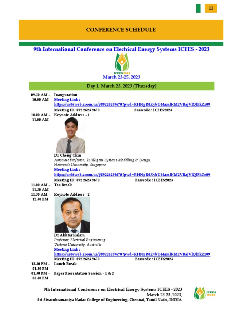 ICEES 2023 Conference Schedule | PDF | Power Inverter | Photovoltaics