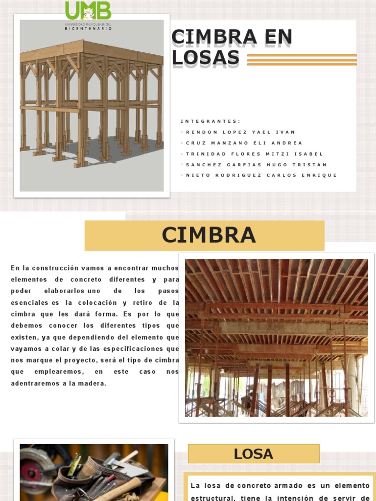 Tipos y Partes de Cimbra para Losa | PDF | Madera | Madera contrachapada