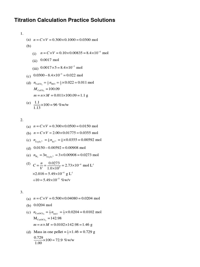 Titration Solutions PDF