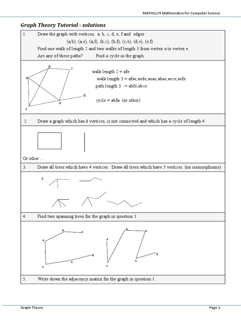 MATH1179 Graph Theory Book Solution | PDF | Vertex (Graph Theory ...