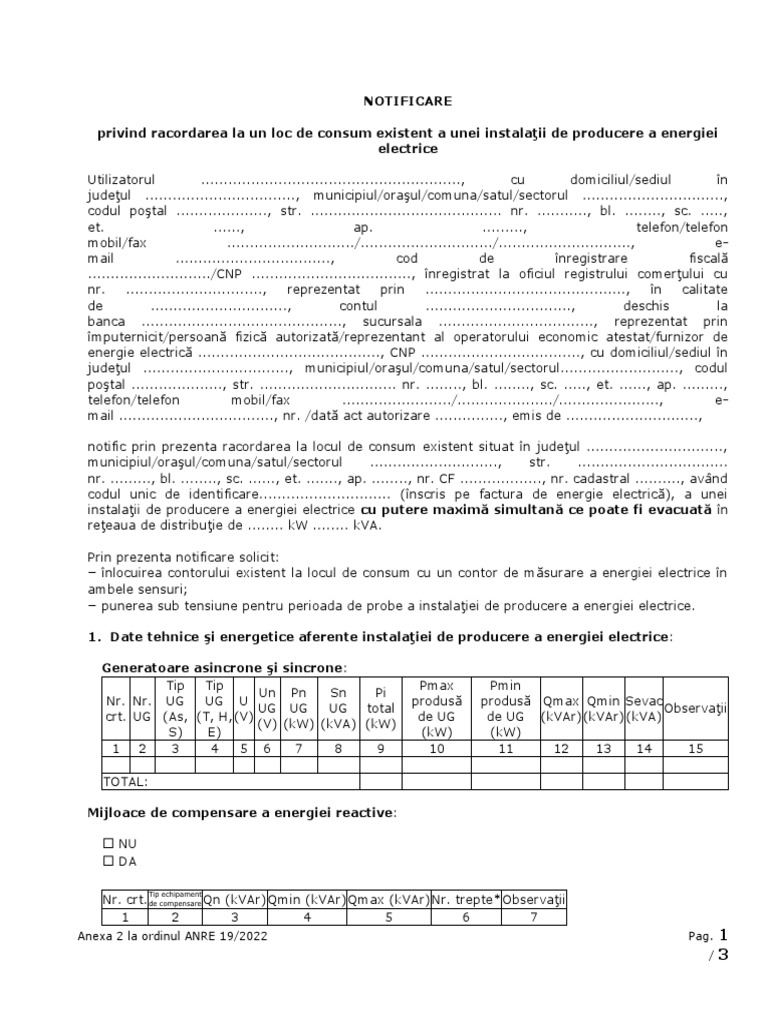 Loc de Consum Existent - Anexa NR 2 | PDF