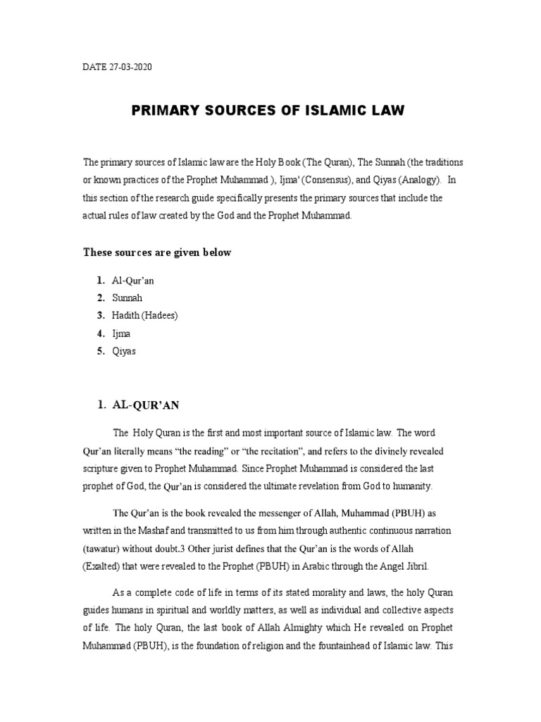 Source Of Muslim Law Ipleaders
