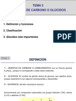 Tema 3 Hidratos de Carbono O Glúcidos: 1. Definición y Funciones 2. Clasificación 3. Glúcidos Más Importantes