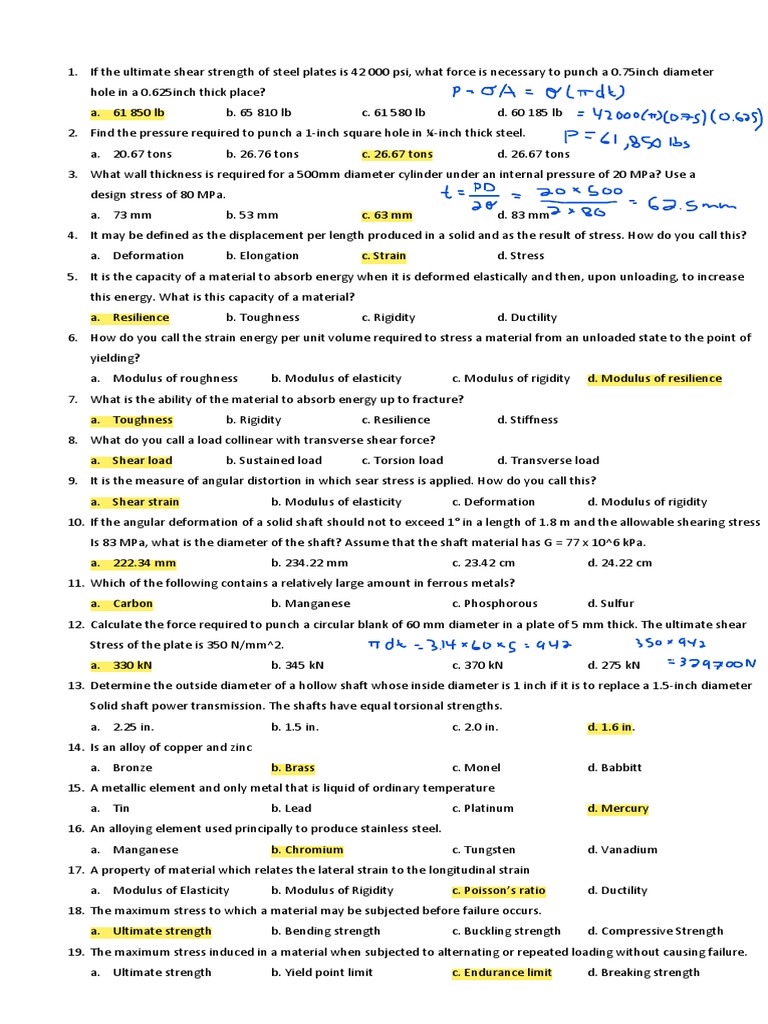 Machine Design Strength Calculations | PDF | Strength Of Materials ...