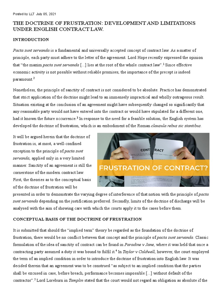 The Doctrine of Frustration Development and Limitations Under English