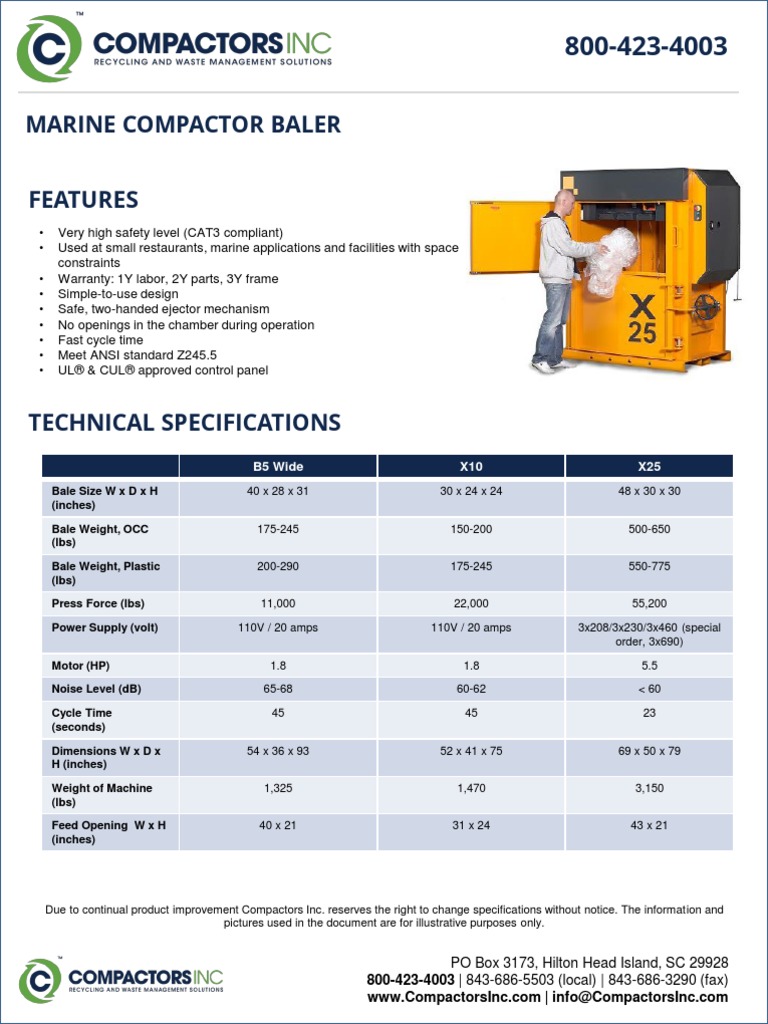Compactors Inc Stockroom and Marine Balers PDF Manufactured Goods