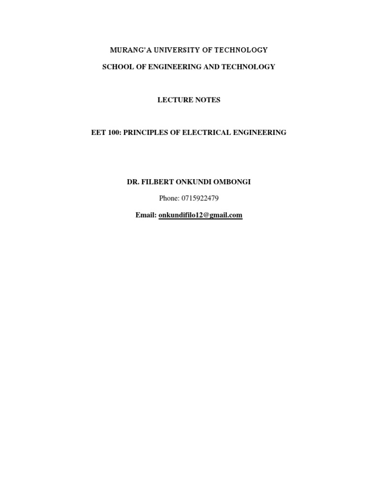 EET100 Principles of Electrical Engineering 1 | PDF | Series And ...