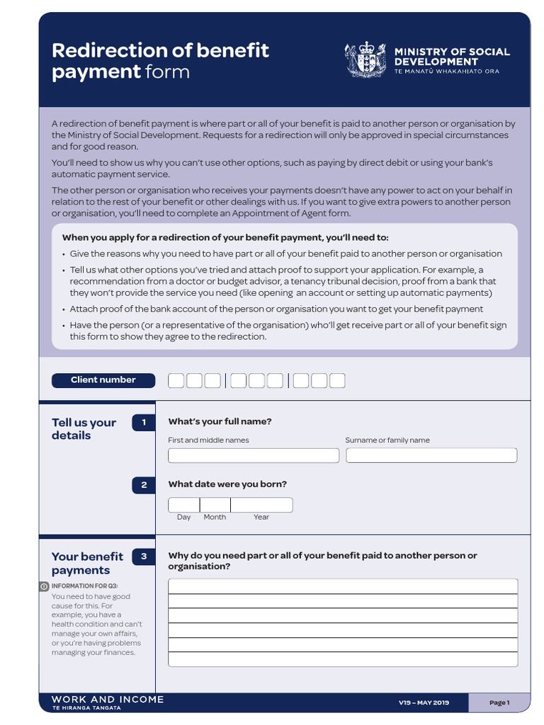 Benefit Payment Redirection Form | PDF | Payments | Banks