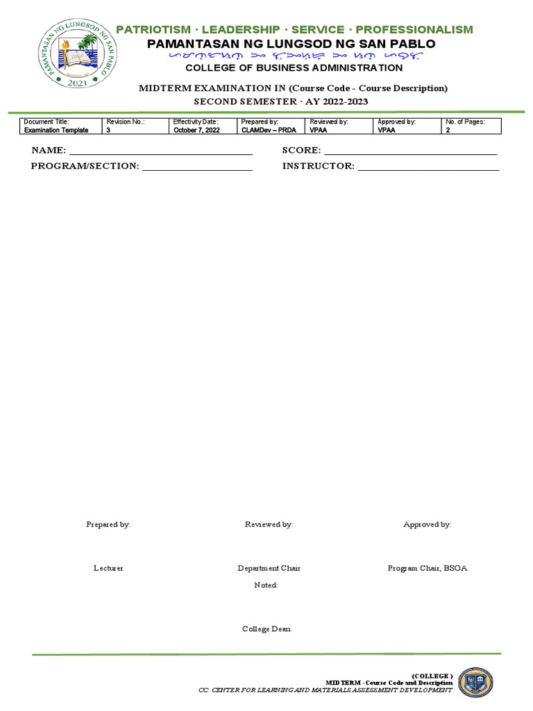 Exam Template | PDF