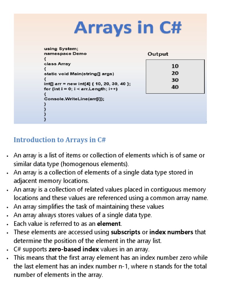 C# Array PDF | Download Free PDF | C Sharp (Programming Language ...