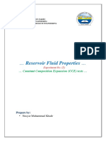 Reservoir Fluid Properties : Constant Composition Expansion (CCE) Tests