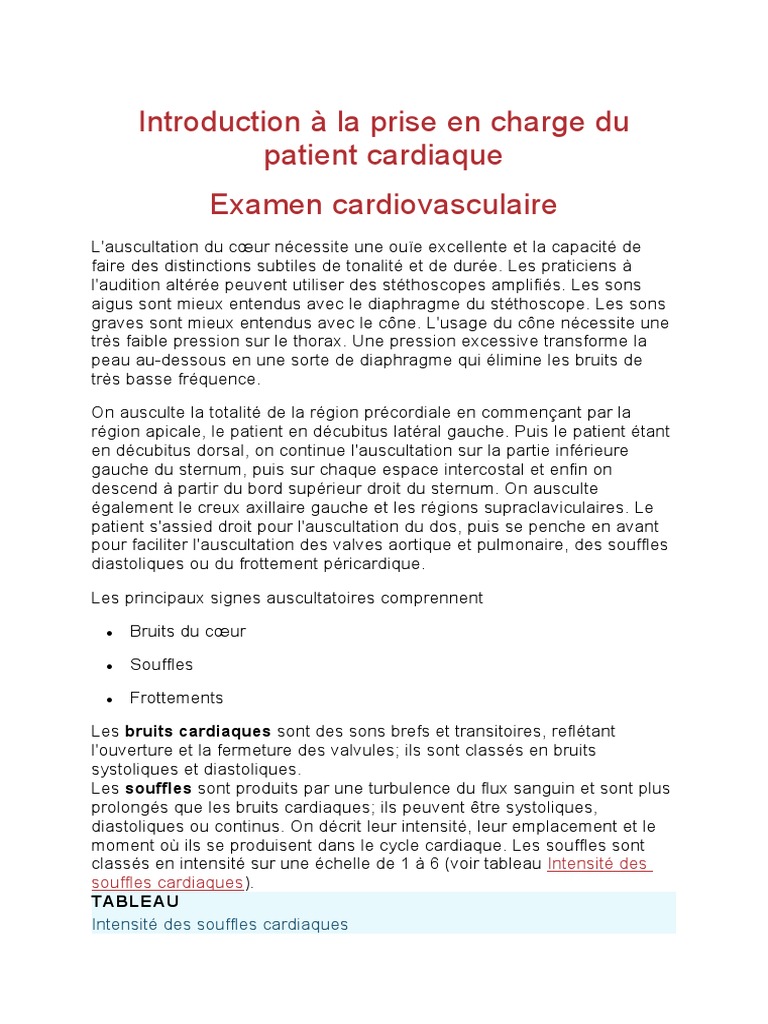 Introduction À La Prise en Charge Du Patient Cardiaque | PDF | Maladies ...