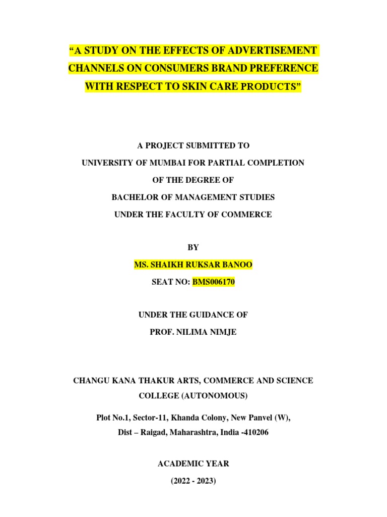 Sample Front Pages For Black Book | PDF