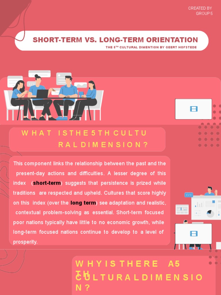 5th Cultural Dimension (ShortTerm vs. LongTerm Orientation