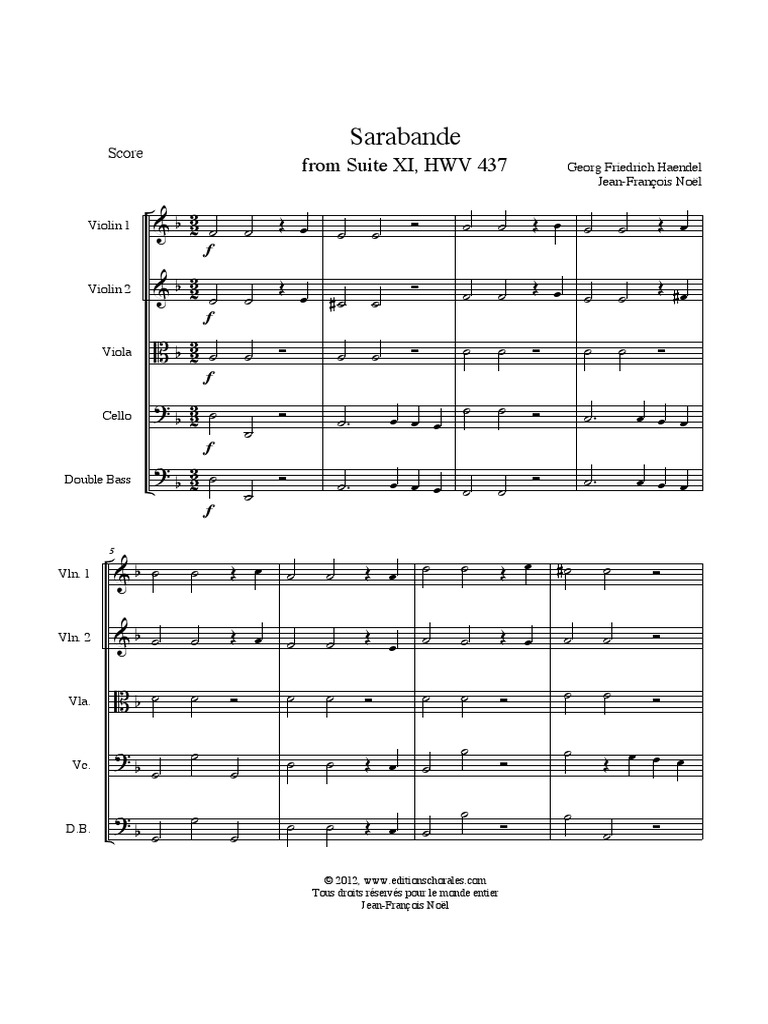 Sarabande HWV 437 String Orch Partitur | PDF