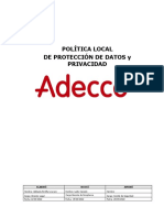 Política Local de Protección de Datos Y Privacidad