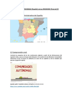 1/ Mapa Mudo Administrativo de España:: COMUNIDADES AUTONOMAS (España) Versus REGIONES (Francia) (I)