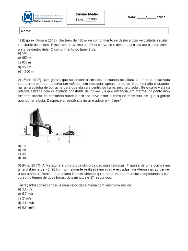 Lista de exerc cios mu e muv pdf