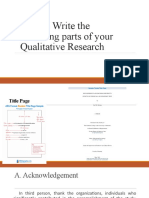 How To Write The Following Parts of Your Qualitative Research