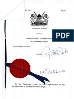 Executive Order No 1 of 2022 Organization of the GOK