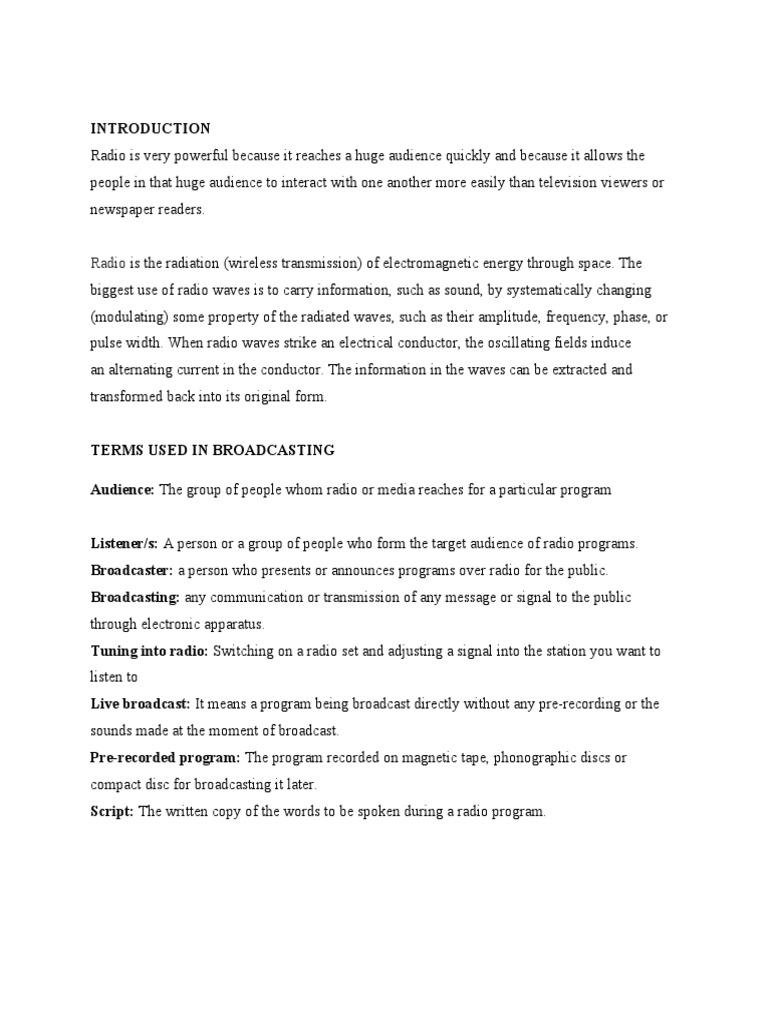 Introduction to Radio Journalism | PDF | Microphone | Radio