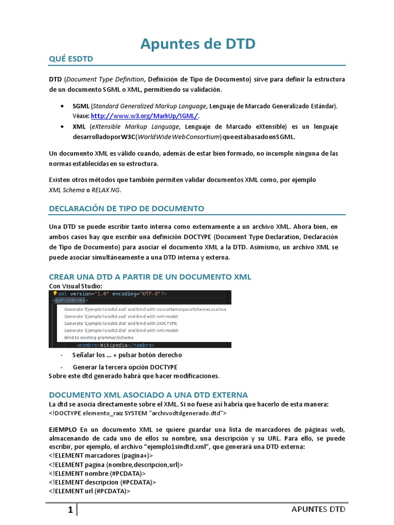 Guía Completa sobre DTD en XML | PDF | Xml | Lenguaje de marcado