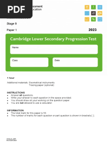 Mathematics: Stage 9 Paper 1