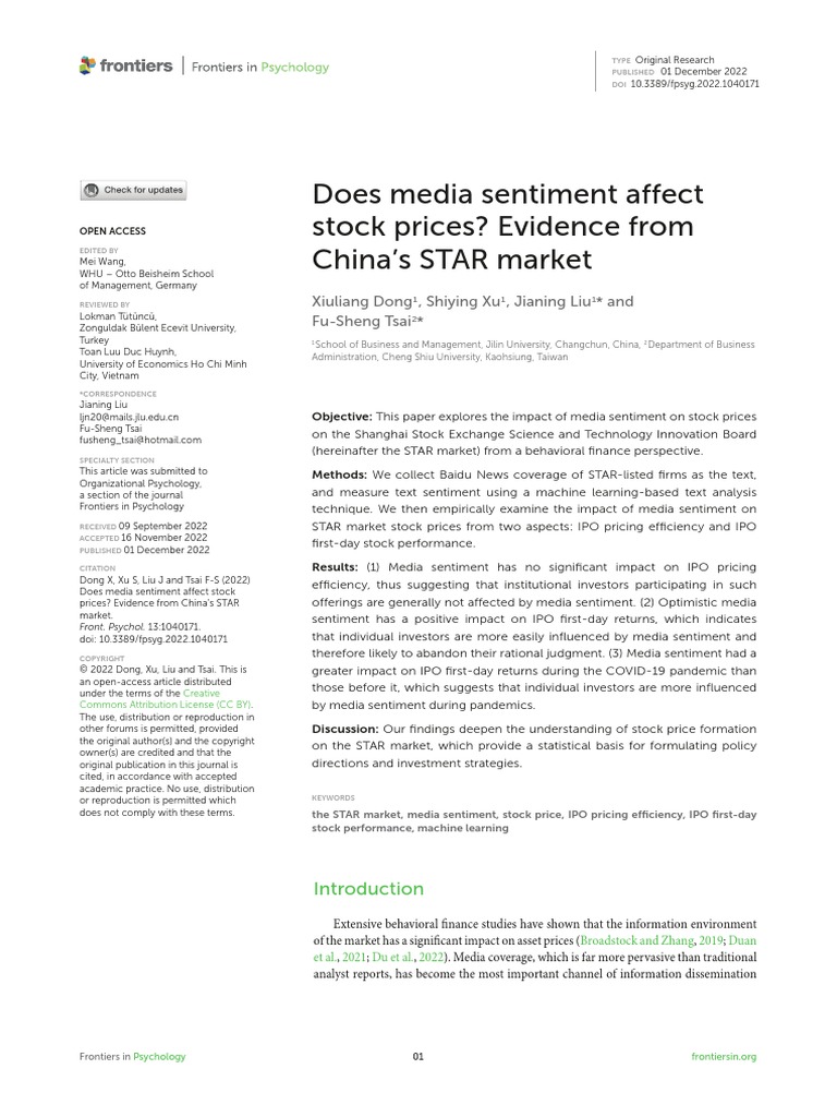 Does_media_sentiment_affect_stock_prices_Evidence_ PDF Initial Public Offering Stocks