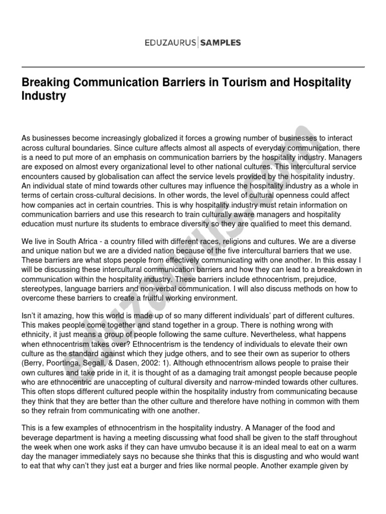 Overcoming Communication Barriers in Hospitality | PDF | Nonverbal ...