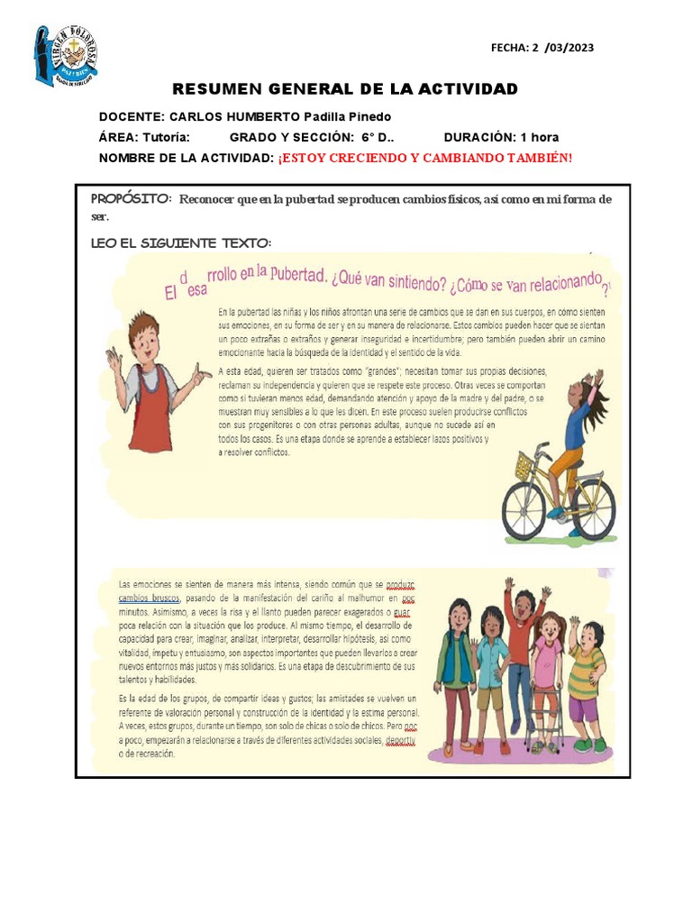 TUTORÍA Estoy Creciendo y Cambiando | PDF