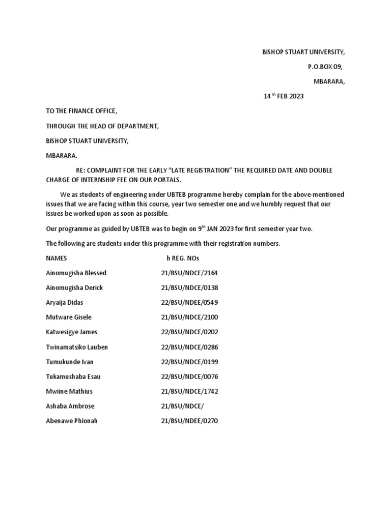 Engineering complaint letter autorecovered pdf