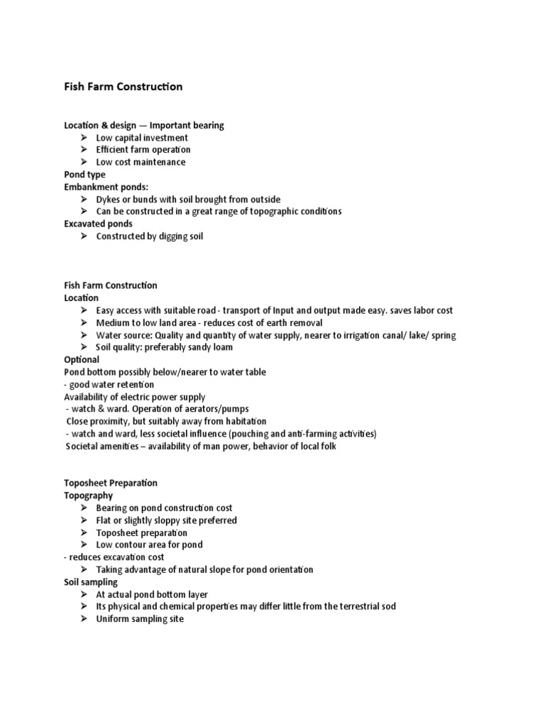 Fish Farm Construction | PDF | Soil | Loam