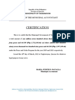 Certification: Office of The Municipal Accountant