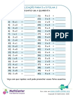 Exercícios de Multiplicação (Tabuada de 5)