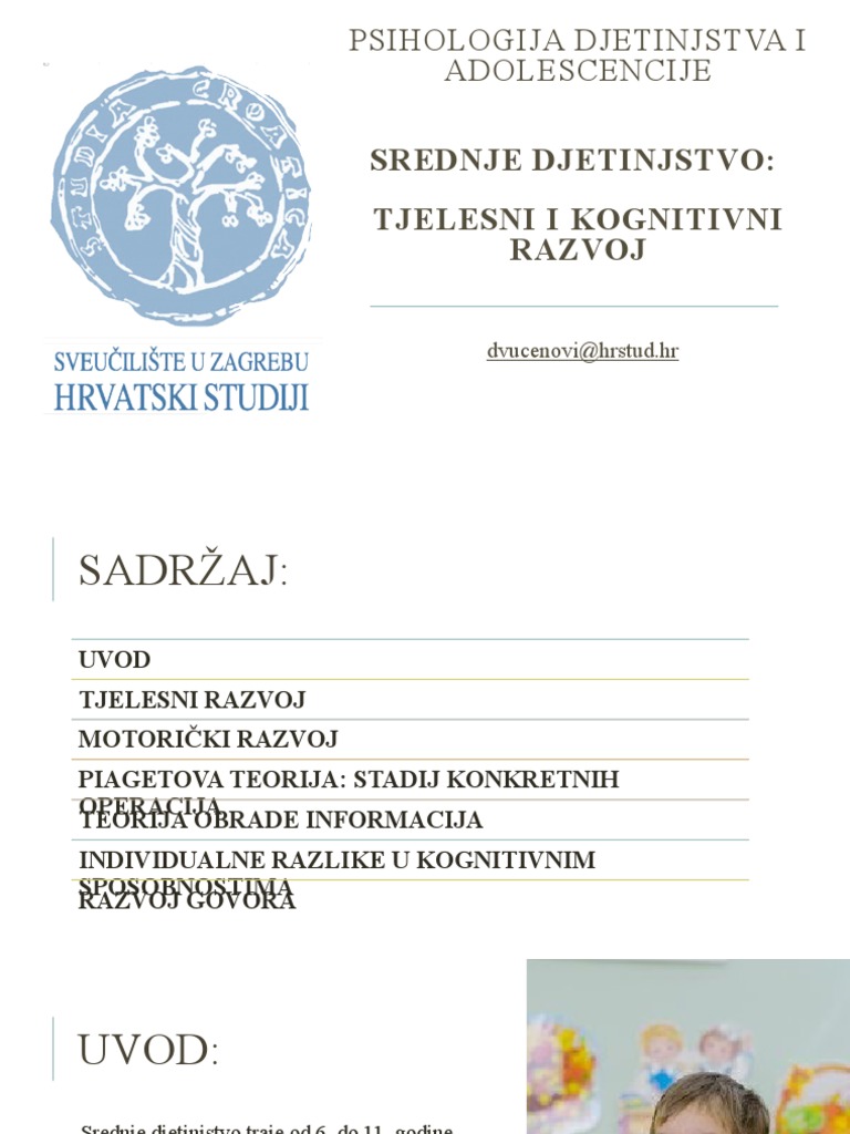 Srednje Djetinjstvo Tjelesni I Kognitivni Razvoj | PDF