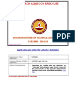 Indian Institute of Technology Madras CHENNAI - 600 036: Applications Are Invited For July 2023 Admission