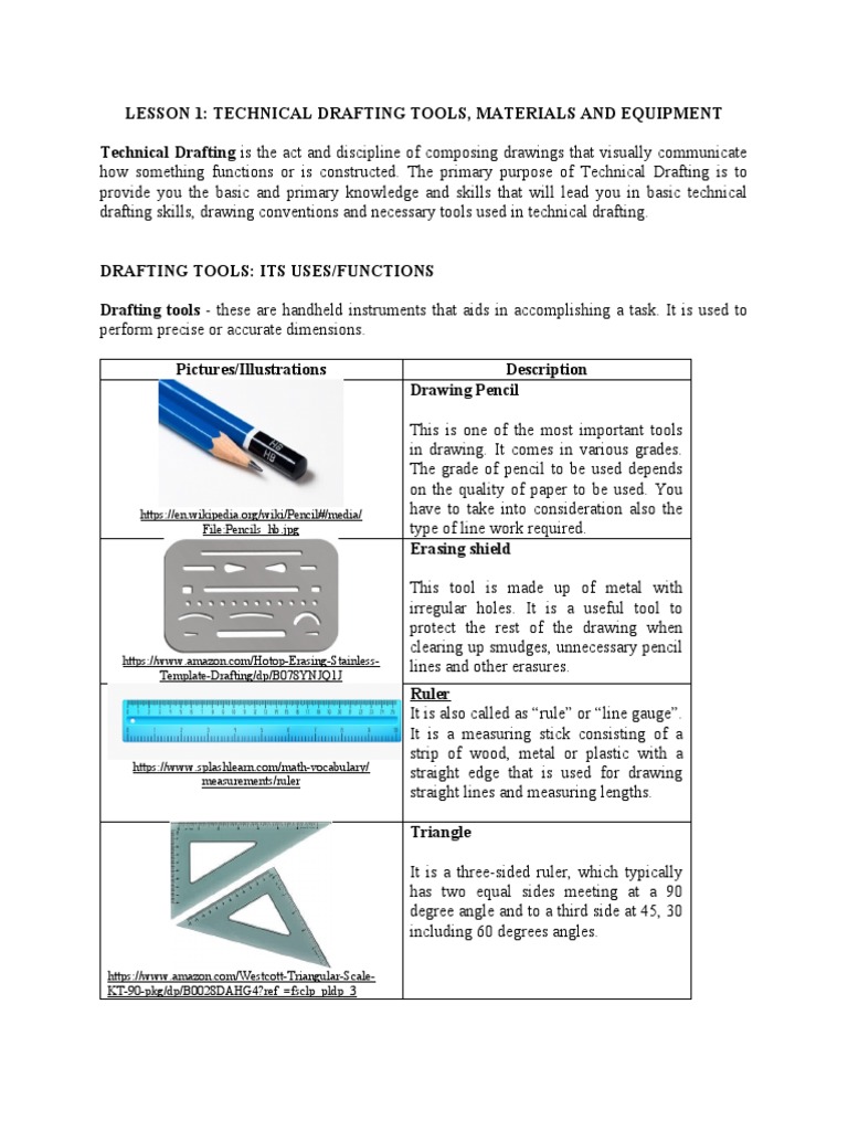 Drafting Tools And Materials