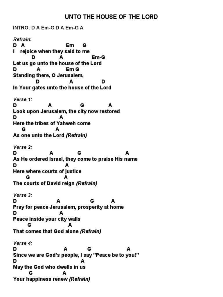 UNTO THE HOUSE OF THE LORD (Chords) PDF