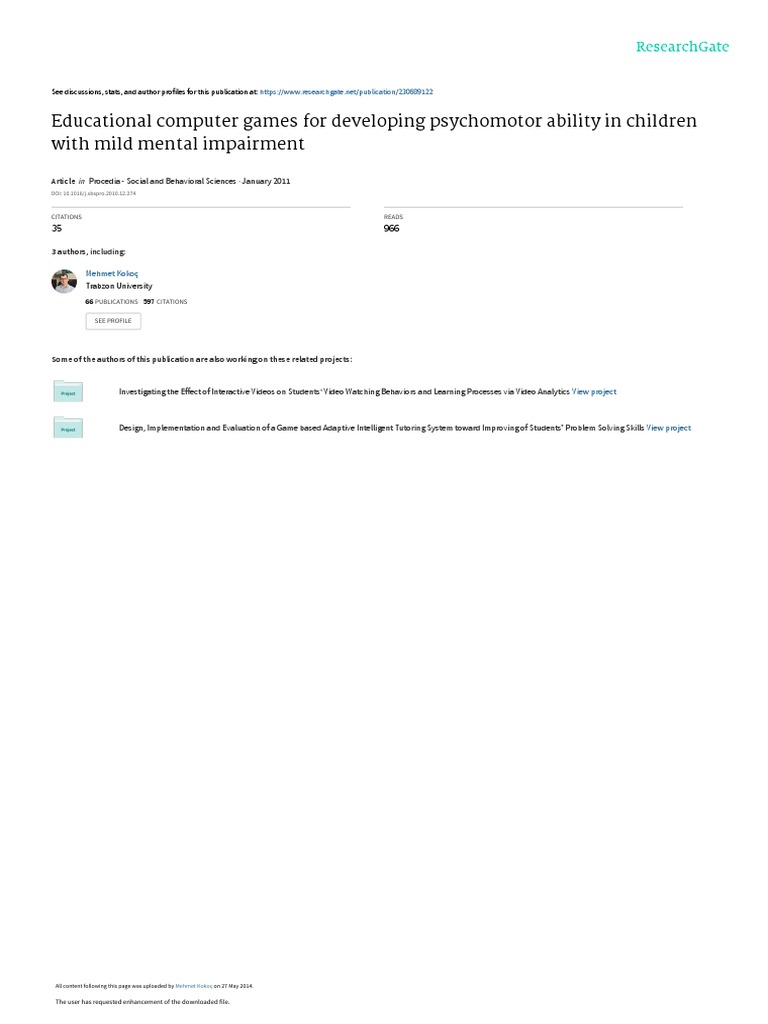 Educational Computer Games For Developing Psychomotor Ability in ...