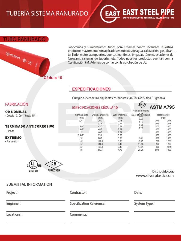 Ficha Tecnica Tuberia Ranurada PDF | PDF