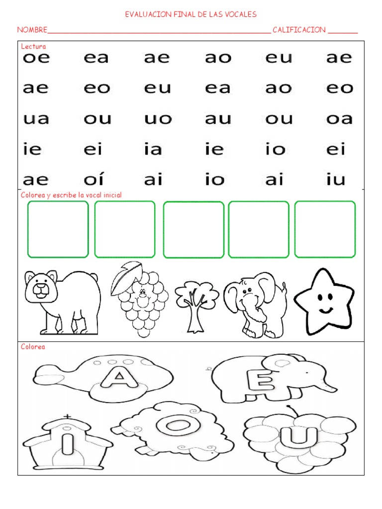 Evaluación Final de Vocales | PDF